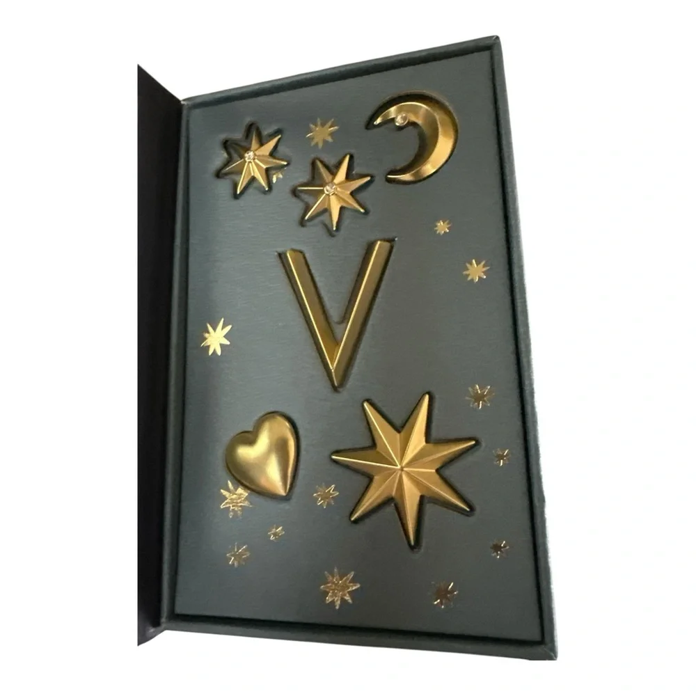 Anthropologie Monogram Candle Charms Gold Letter “V” New In Box Stars Moon